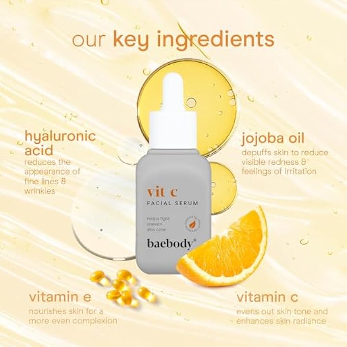 Baebody VITAMIN C SERUM WITH HYALURONIC ACID & VITAMIN E, WHITENING SKIN, UNIFYING COLOR & ANTI AGING - Image 2